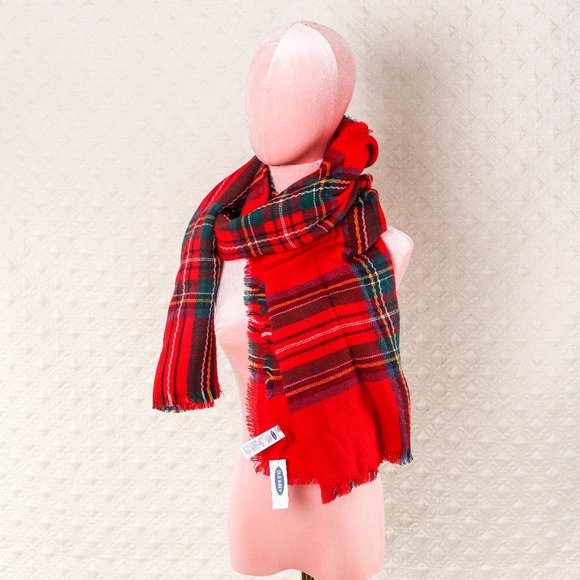 NWT Old Navy Red Plaid Scarf - Picture 3 of 5